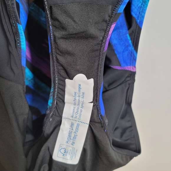 FullFitAll Blue Starburst Xtra Life Shock Square Neck One Piece Swimsuit Sz 24 - Picture 13 of 15